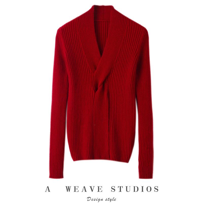Women's Pure Cashmere V-Neck Cable Knit Sweater - Elegant, Slimming Autumn/Winter Top