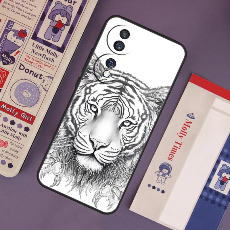 Tiger Sketch Art Case For Honor Magic 7 Pro 5 6 Lite Honor 200 Pro 50 70 90 X9b X9a X8b X8a X8 X9 X9c Cover