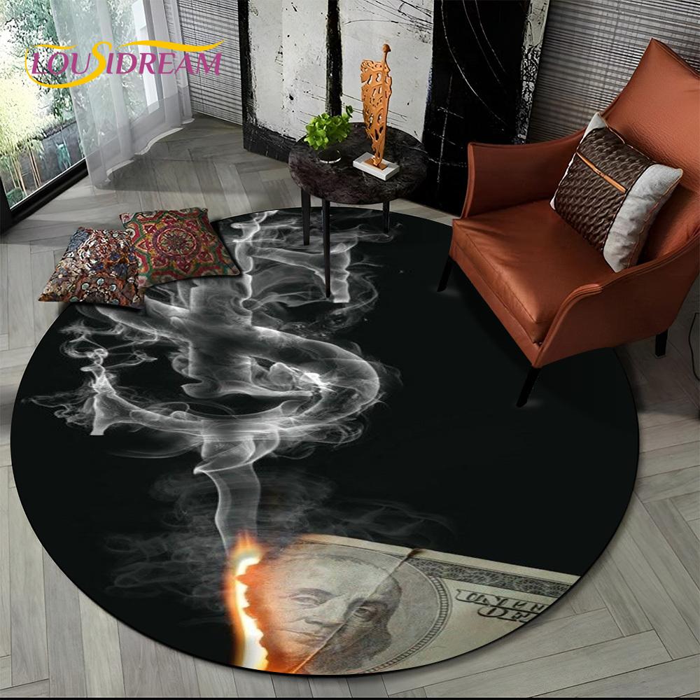 Rich Euro Dollar Money 3D Pattern Round Carpet Rug for Living Room Bedroom Child Playroom Chair Decor,Pet Area Rug Non-slip Mat
