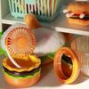 Air Cooler Novelty Hamburger Mini Fan with Makeup Mirror Foldable Design 3-Speed Wind Adjustment USB Rechargeable Cooling Fan