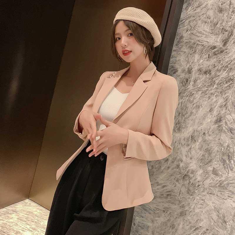 Jaro a Podzim Profesionální Všestranný Oblek Dlouhý Rukáv Temperament Slim Fit Malé Sako Dámský Krátký Styl Dámský