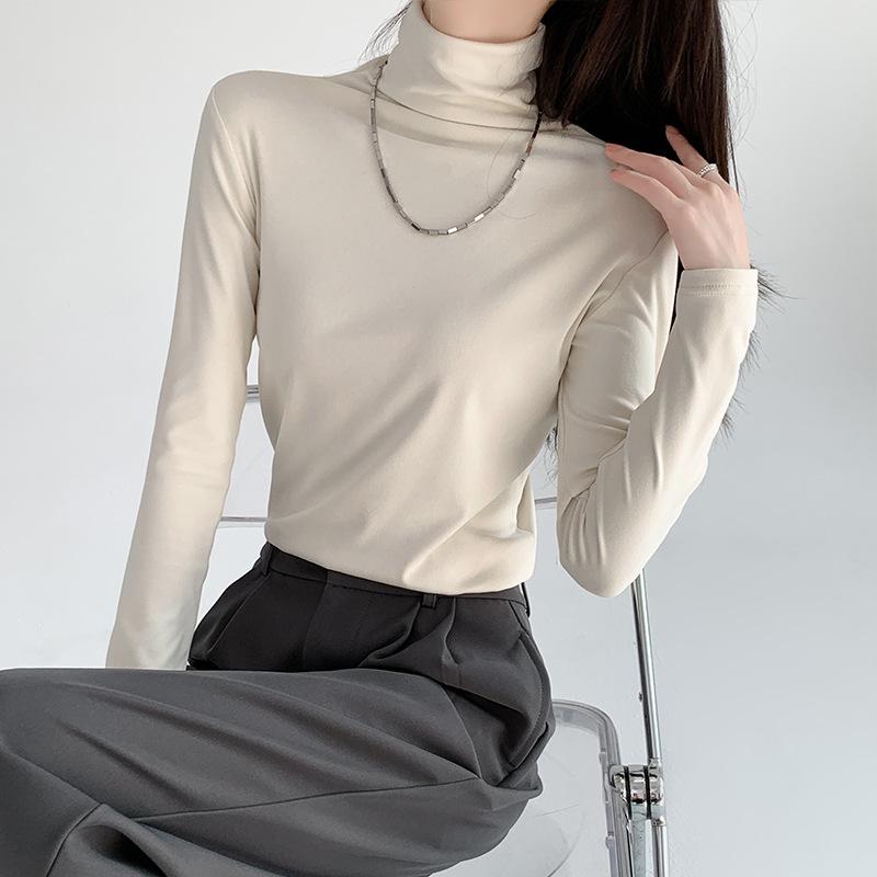 Bottoming Shirt for Women's Spring and Autumn New Slim-fitting Inner Slim-fitting Top, Solid-color Foreign-style Long-sleeved T-shirt for Women