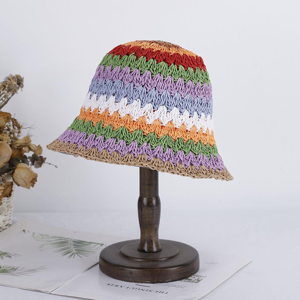 1pc Women's Classic Straw Braid Hat,Summer Sun Wave Brim Beach Hat,Versatile Bucket Hat,UV Protection,suitable for Beach Tralve