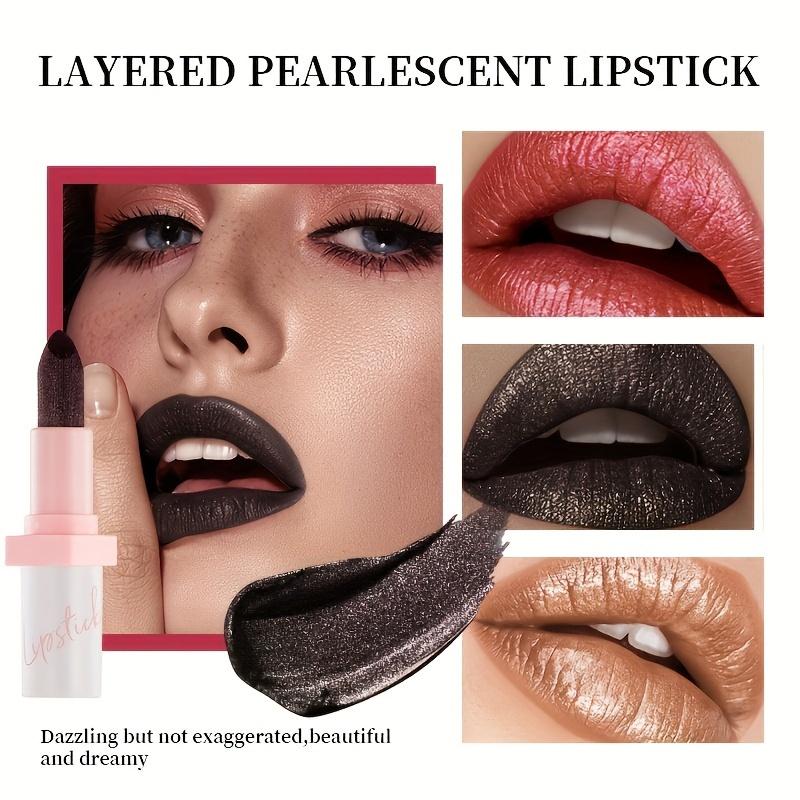 Rossetto perlato metallizzato, smalto per labbra scintillante e materiale di alta qualità, rossetto e smalto per labbra lucido e perlato a lunga tenuta, resistente all'acqua e al sudore