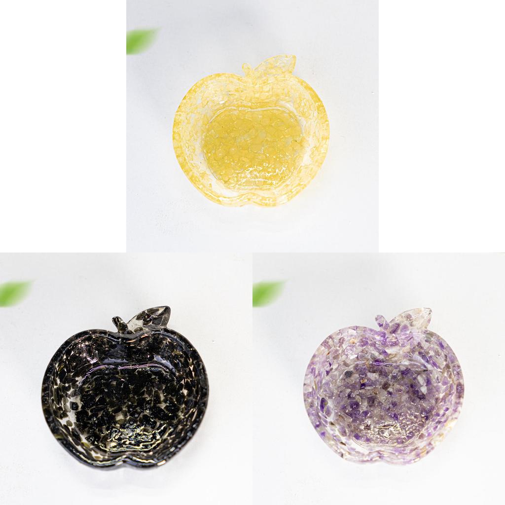 Water Crystal Resin Apple Shape Storage Tray With Elegant Plant Design For Office And Home Decor