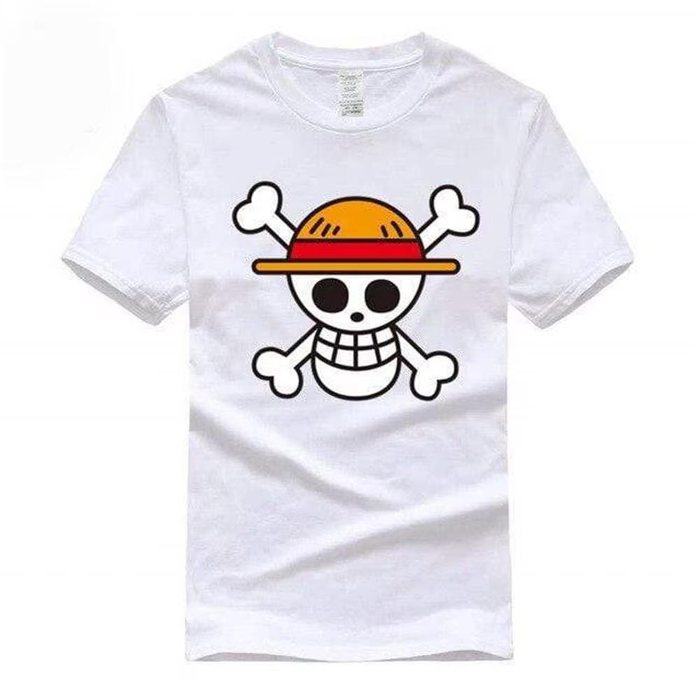 One Piece Herren T-Shirt Luffy Strohhut Logo Print Damenbekleidung Anime Baumwoll Tops Lässiges Kurzarm-T-Shirt Streetwear Tee