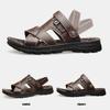 New Summer Top Layer Cowhide Sandals Men's Leather Breathable Beach Shoes Trendy Casual Leather Sandals and Slippers