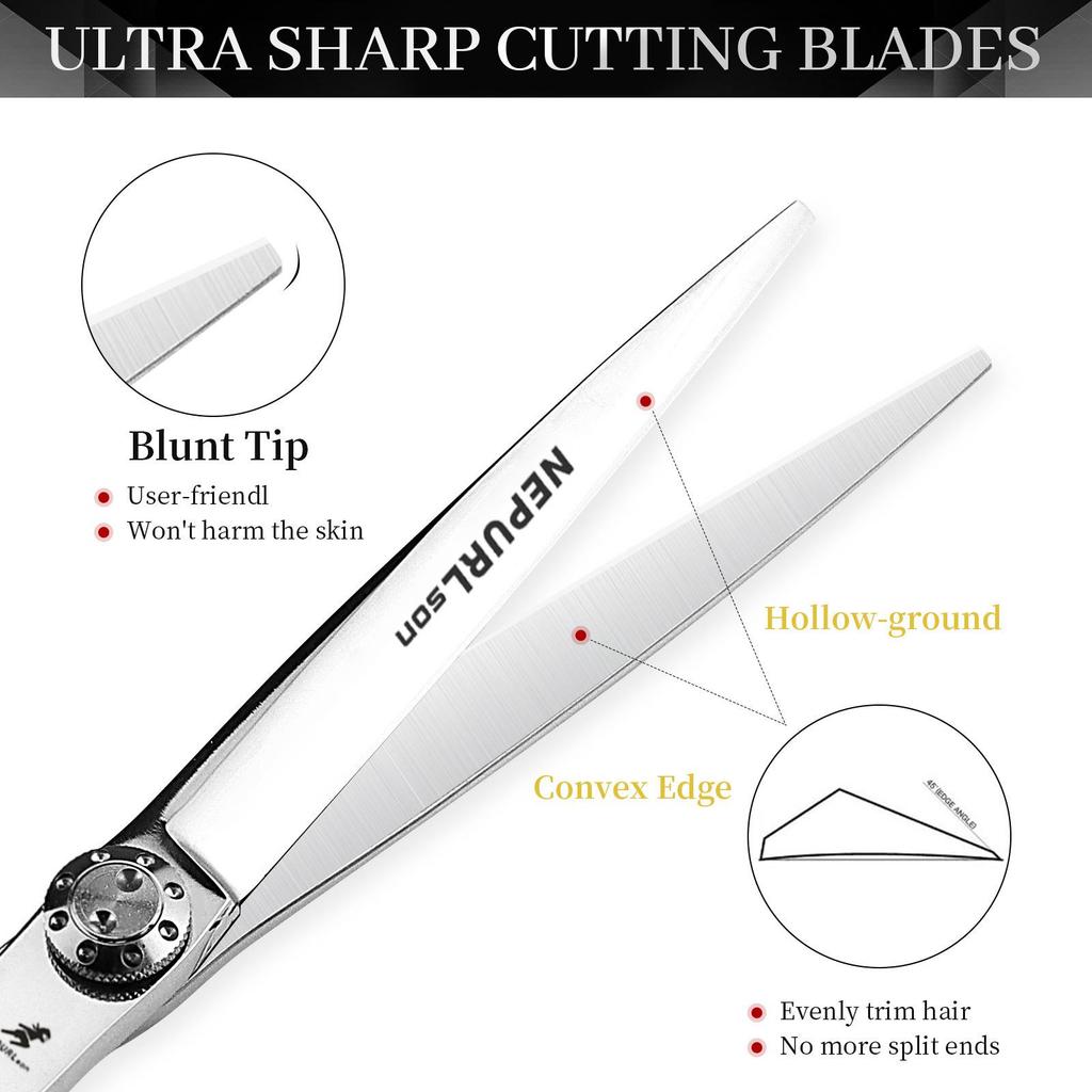 Takon Hairdressing Scissors: 5.5" & 6.0" Flat Straight Shears, Barber Scissors in Multiple Sizes.