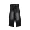 2024 Washed Black Men's Wide-Leg High-Waist Jeans - Loose Straight-Leg Casual Pants for Spring & Autumn, American Trend Style.