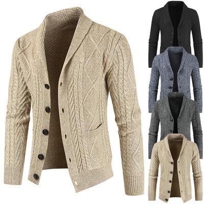 2025 Spring And Autumn Winter New Men'S Solid Color Cardigan Sweater Casual Single Breasted Youth Outerwear Sweater