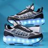 Chaussures de Sport à Lumières pour Enfants Chaussures à Roulettes Chargement et Démontage Chaussures à Roulettes à Quatre Roues LED Baskets Lumineuses pour Enfants