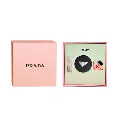 Prada Make-up-Set Limitierte Geschenkbox, Set Dreiteiliges Set: #LC5 Luftpolster-Foundation 12g + Mini-Lippenstift B02 1,3g + meine unvorhersehbare klassische Version 7ml