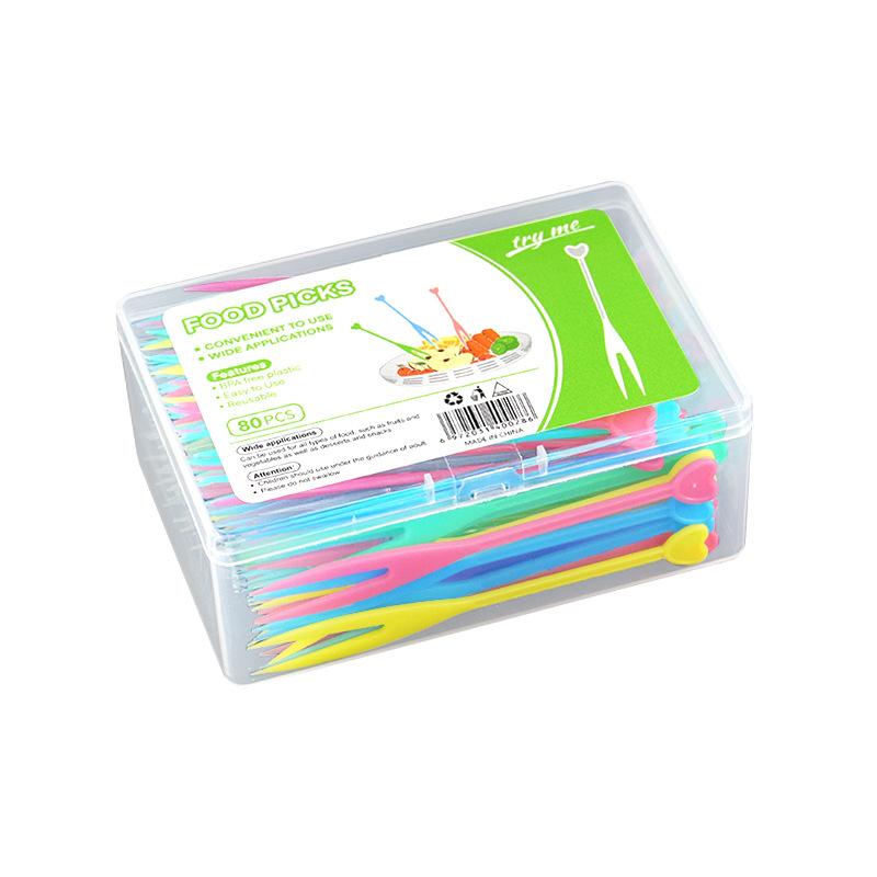 

80 штук одноразовых милых бытовых фруктовых вилок Boxed 80 pcs S розовый