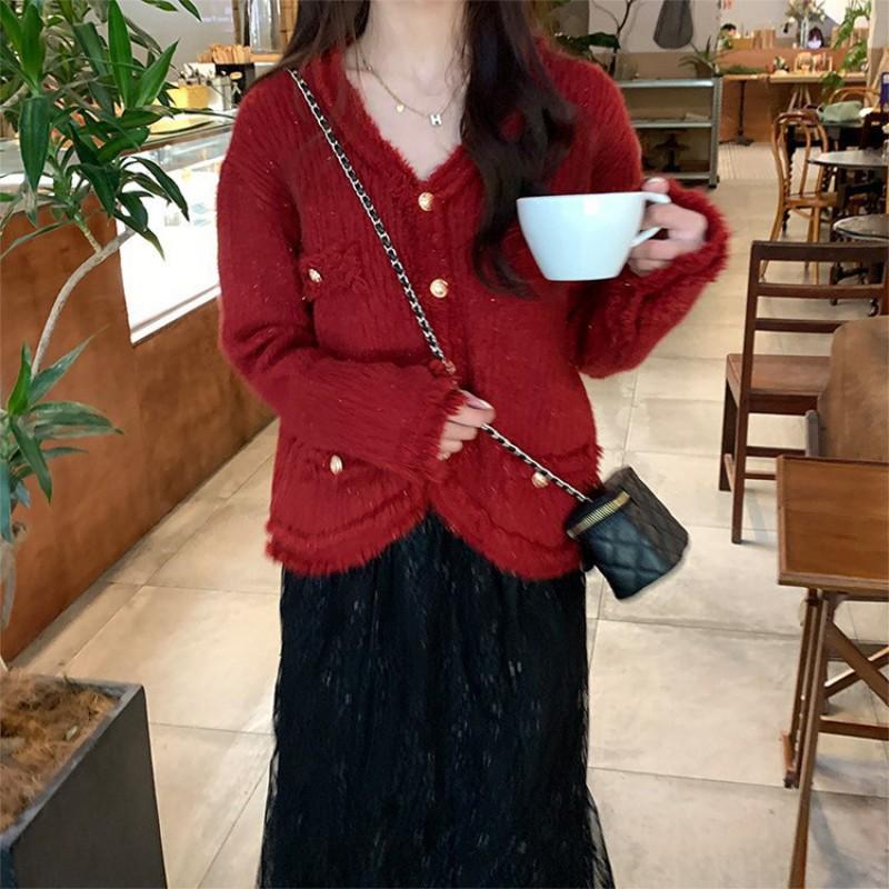2026 Fall Fashion Tassel Knit Cardigan Sweater Sweet Slim Fit Top Women