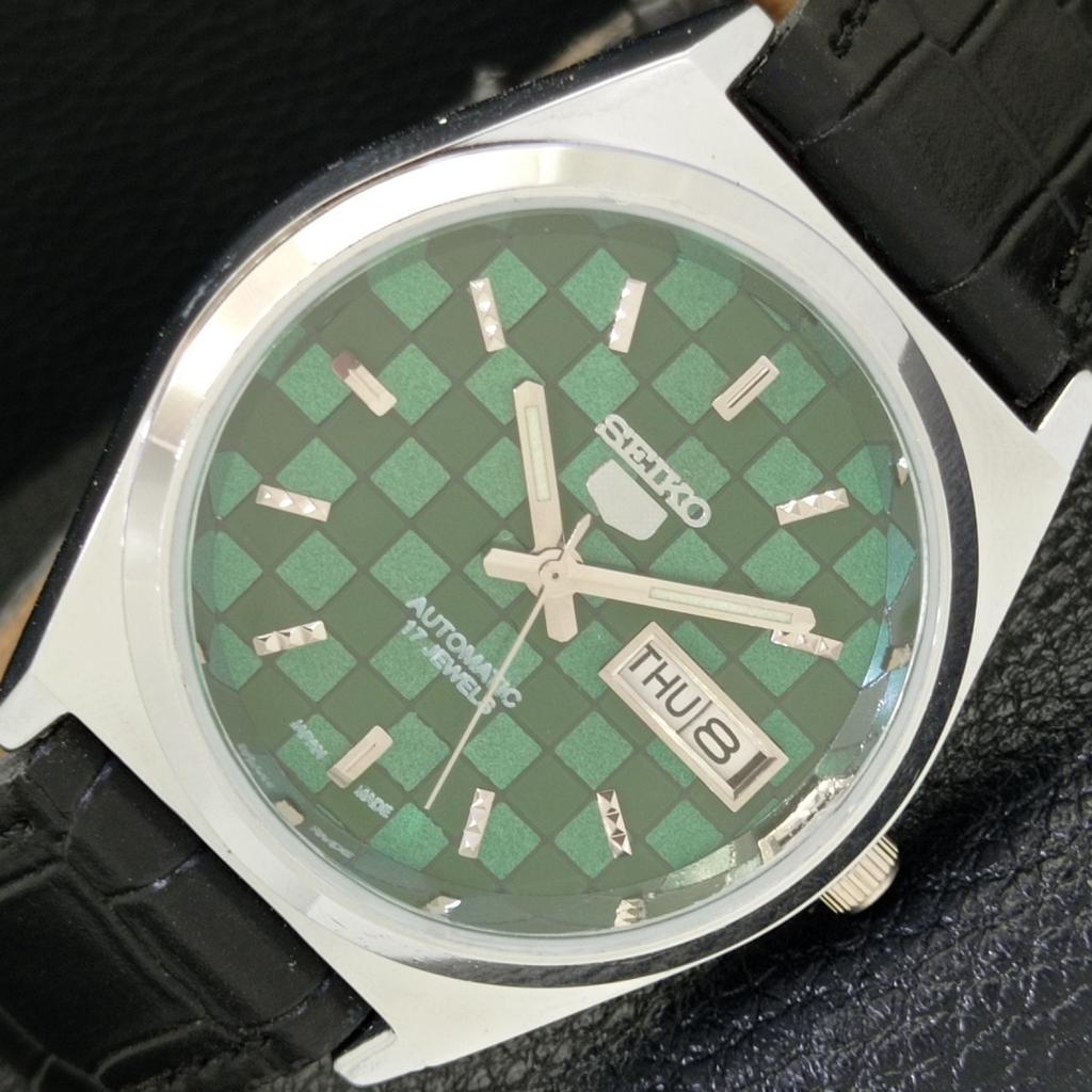 JAPAN SEIKO 5 AUTOMATIC MENS 6309A REFURBISHED GREEN COLOR DIAL WATCH a440277-9 Sk-a440277-1