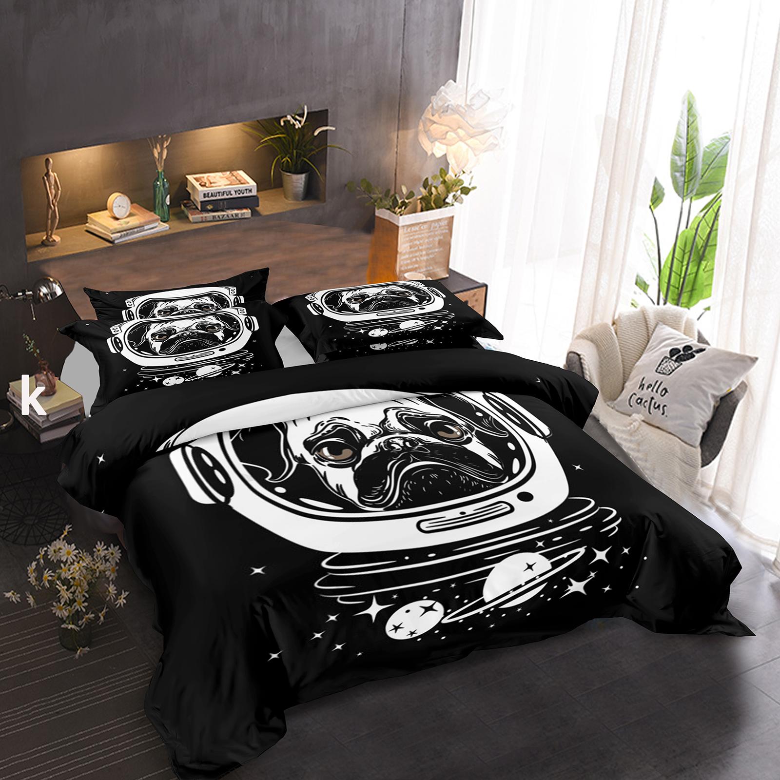 

Comforter Pug Dog King Queen Size Funny Pet Puppy Bedding Set For Kids Teens Adults Animal Cute Expression 2/3Pcs Comforter (quilt)-EU Single(135*200cm)3pcs