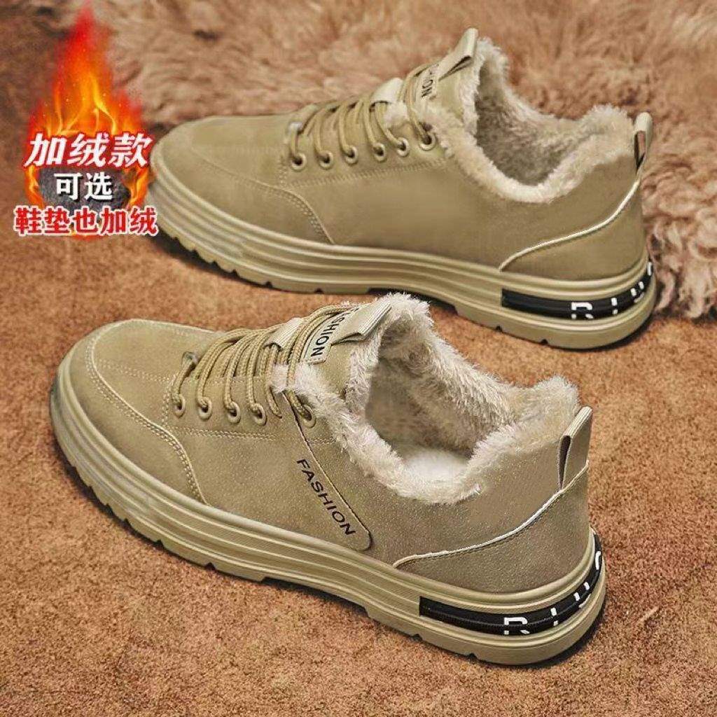 Four Seasons Men s Shoes Fleece Four Seasons Warm Cotton Shoes Men s Sports Non-slip Tooling Martin Labor Insurance Trend Shoes 39