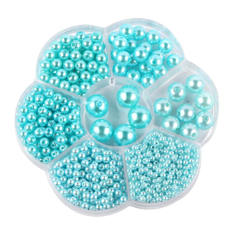 3/4/5/6/8/10/12mm Gemischte Box mit Löchern ABS Imitation Perle Meerjungfrauen-Illusions-Farbverlauf Kunststoffperle DIY-Material