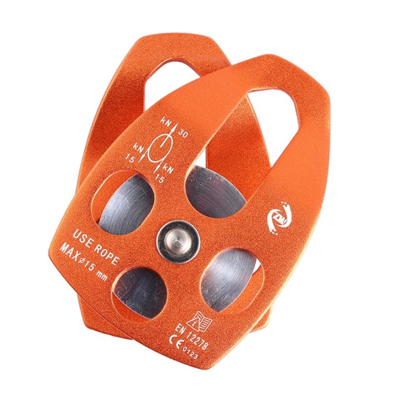 Stainless Flexible Active Pulley Sideplate Single Sheave Pulley 360degree Wwivel for Rock Climbing Hauling Gear 28KN