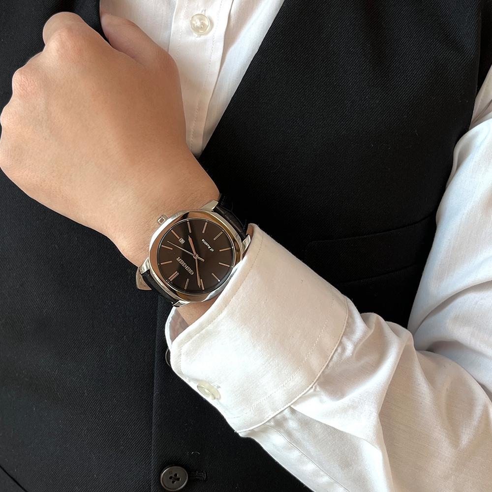Gaigeo Ge1263Wbbk_M Men'S Classic Leather Watch