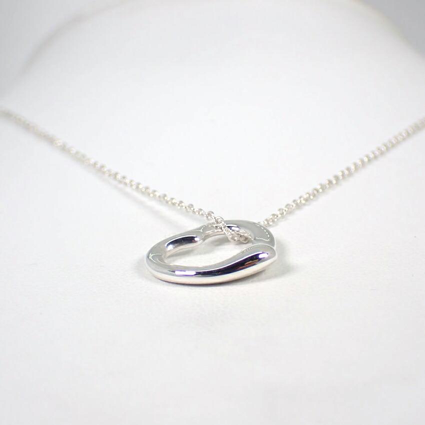 Pre-owned Tiffany & Co. Silver 925 Open Heart Pendant Necklace J56-5