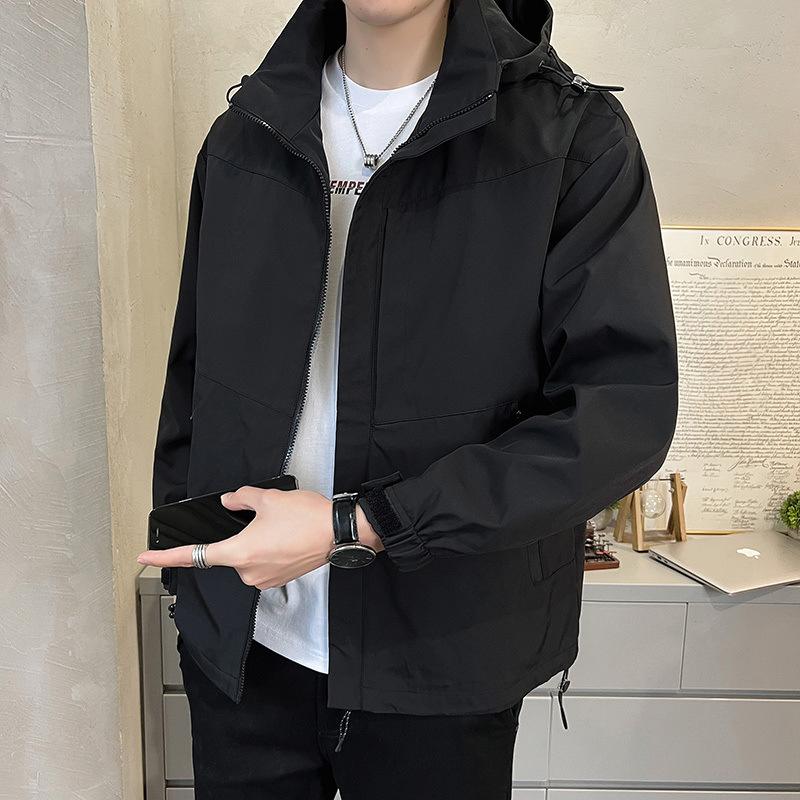 Men's Jackets for Young and Middle-aged People, Small Fragrant Style Hooded Work Jackets, Spring and Autumn Outdoor Fleece Jackets