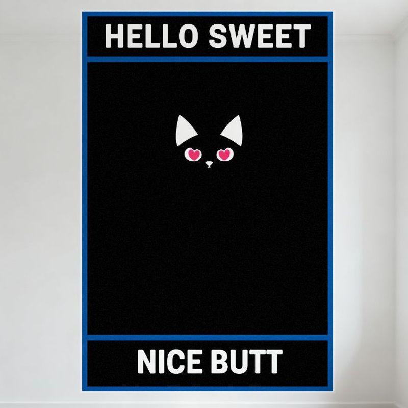 

HELLO SWEET NICE BUTT Cat Face Metal Tin Sign Heart Eyes Playful Design Wall Decor for Bar Home Cafe 8x12 Inch Vintage Style Met 20x30cm（7.8x11.8inch）