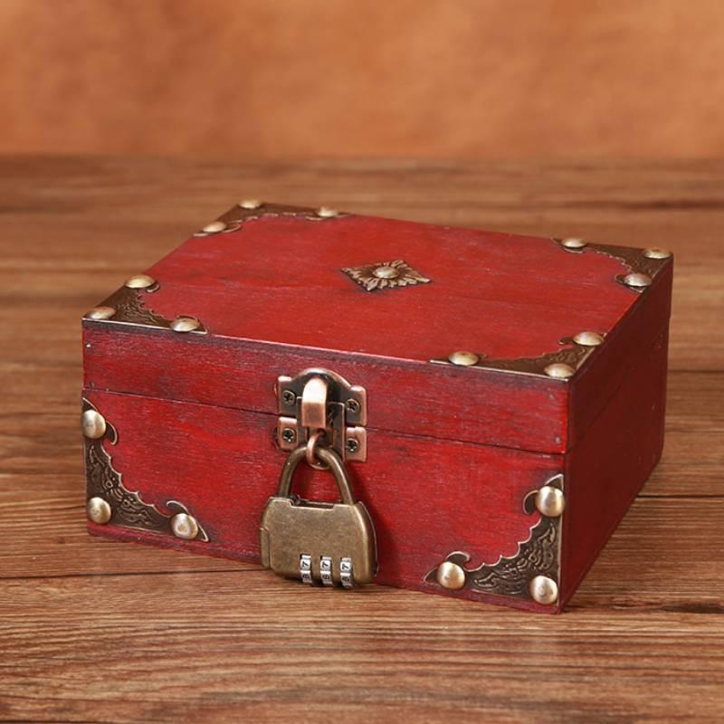 Box Jewelry Wooden With Lock Vintage Desktop Organizer For Home Decor Office