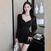 Elegant V-Neck Bodycon Mini Dress for Nightclub or Spa Work