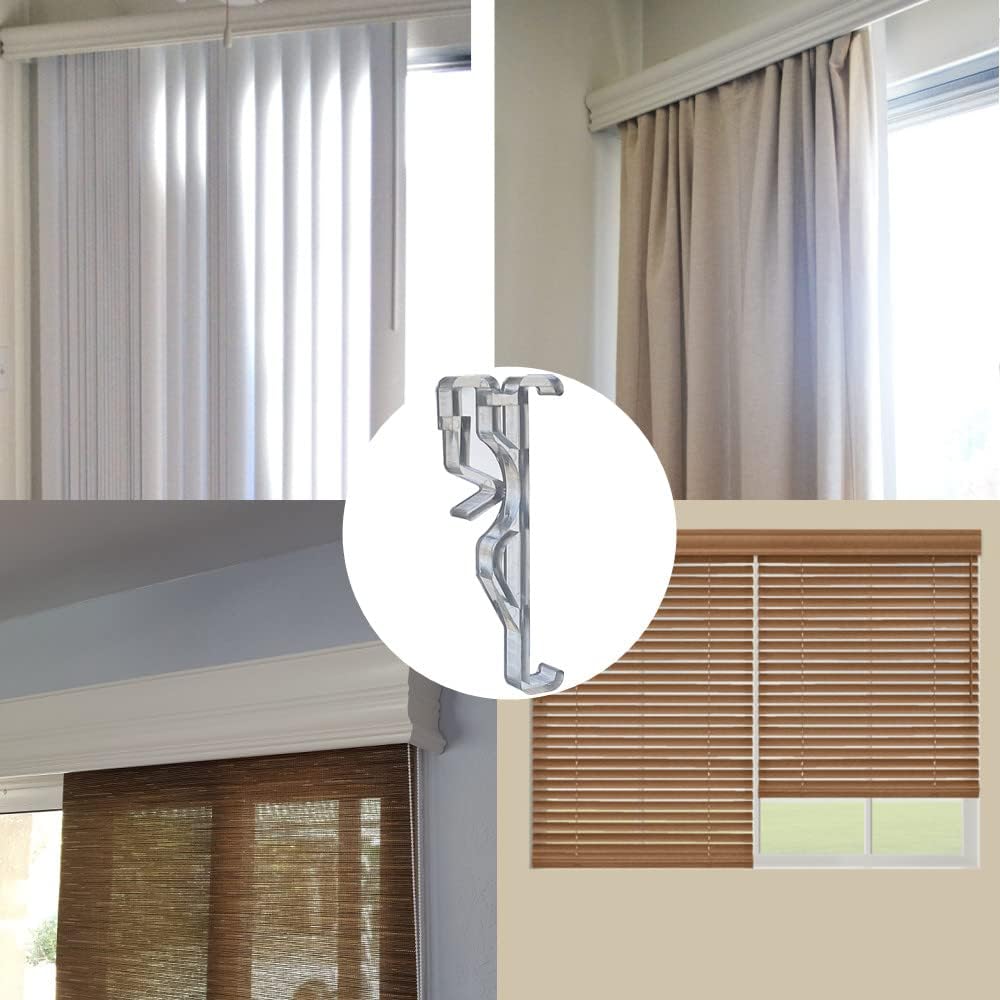 Valance Clips 10pcs 2.5inch Clear Plastic Hidden Retainer Holder Clip for Window Blind Valance,Horizontal Faux & Wood Blinds Parts