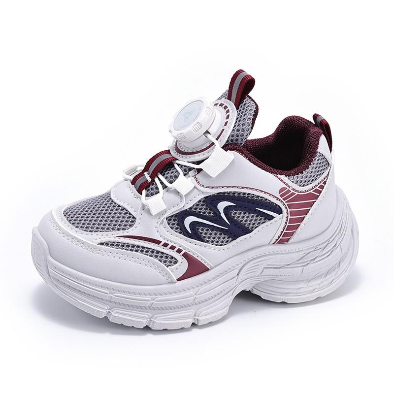 Kids Rotation Buckle Sneakers Breathable Mesh Running Shoes Boys Girls Fall