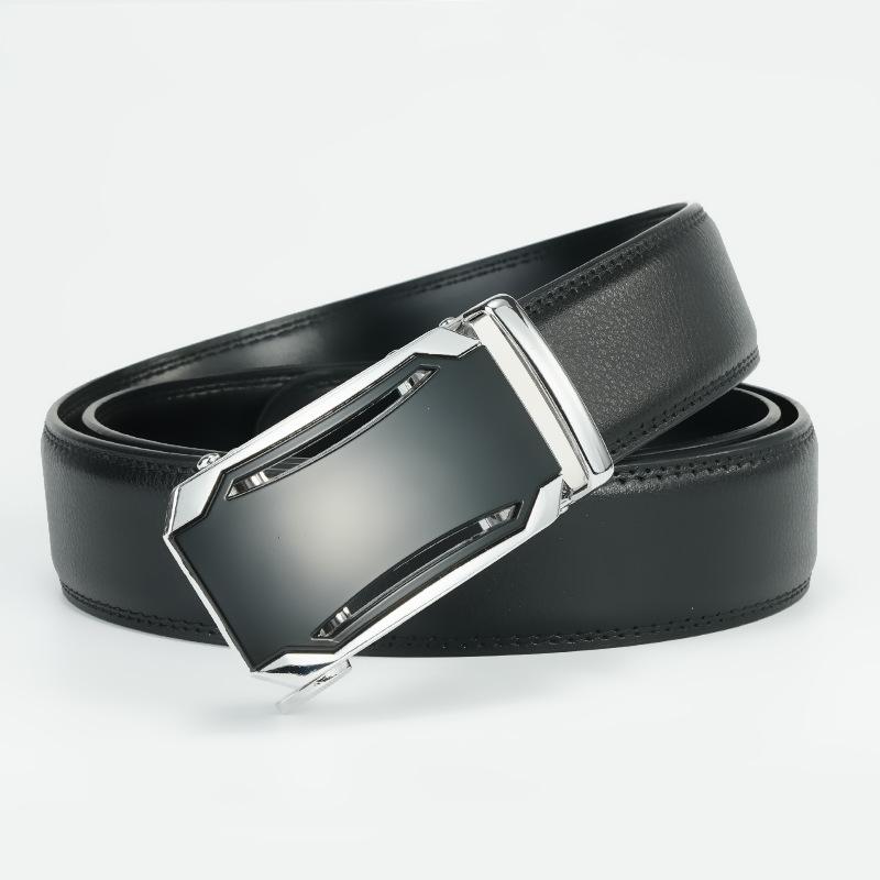 

Genuine Leather Belt for Men s Automatic Buckle Simple Business Belt Fashionable Versatile Belt 130cm