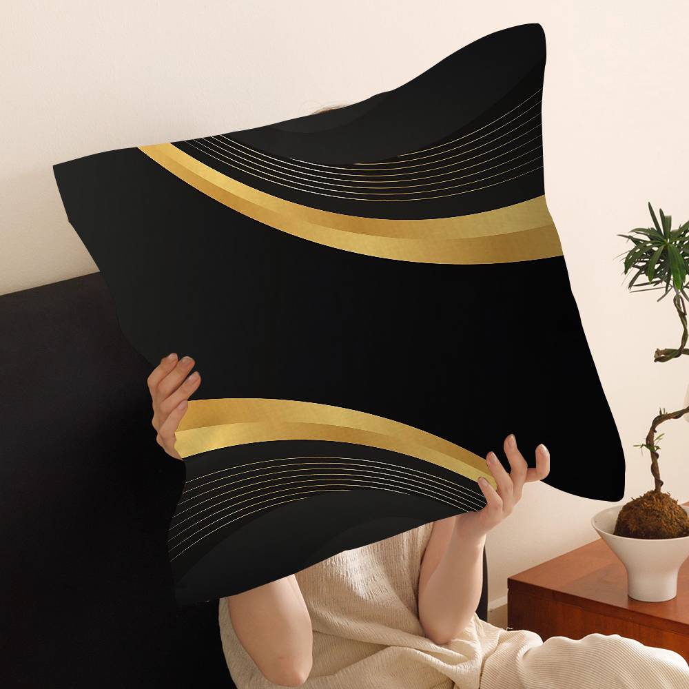 Black Gold Cushion Cover Pillow Cover Decor Pillowcase Printed Cushion Case for Couch