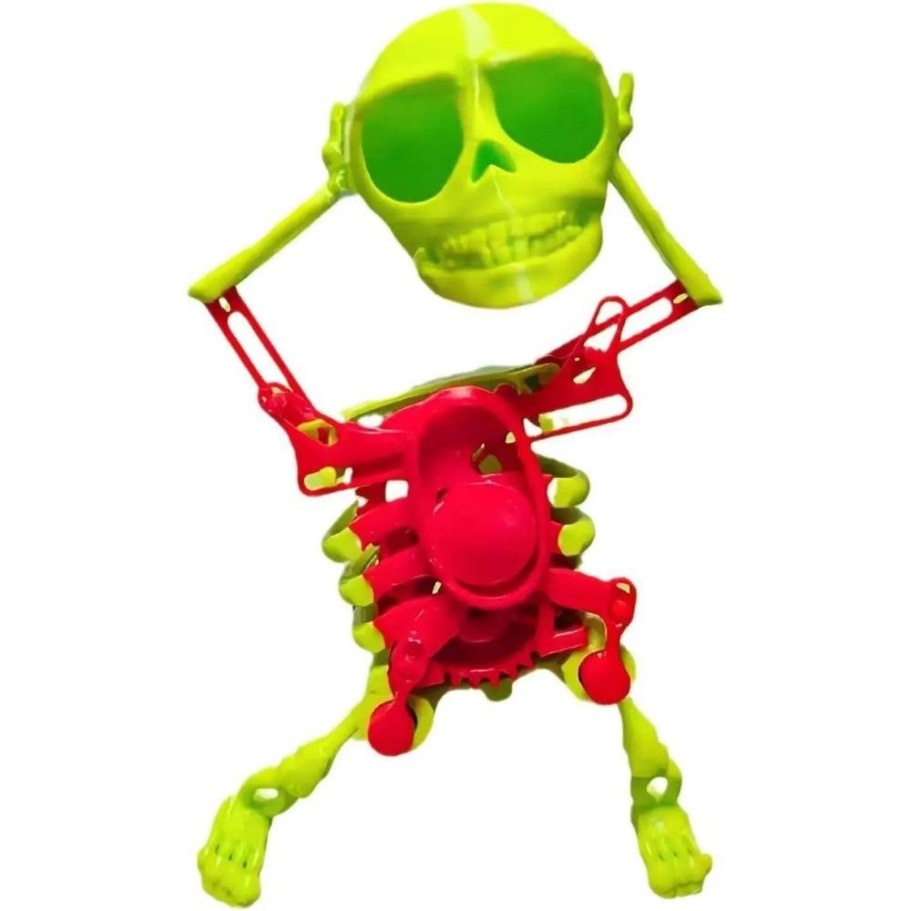 Wind-up Dancing Skeleton Toy Kids Toddlers Desktop Mini 3D Print Shaking Skull Doll Spring Clockwork Toy Funny Birthday Gift