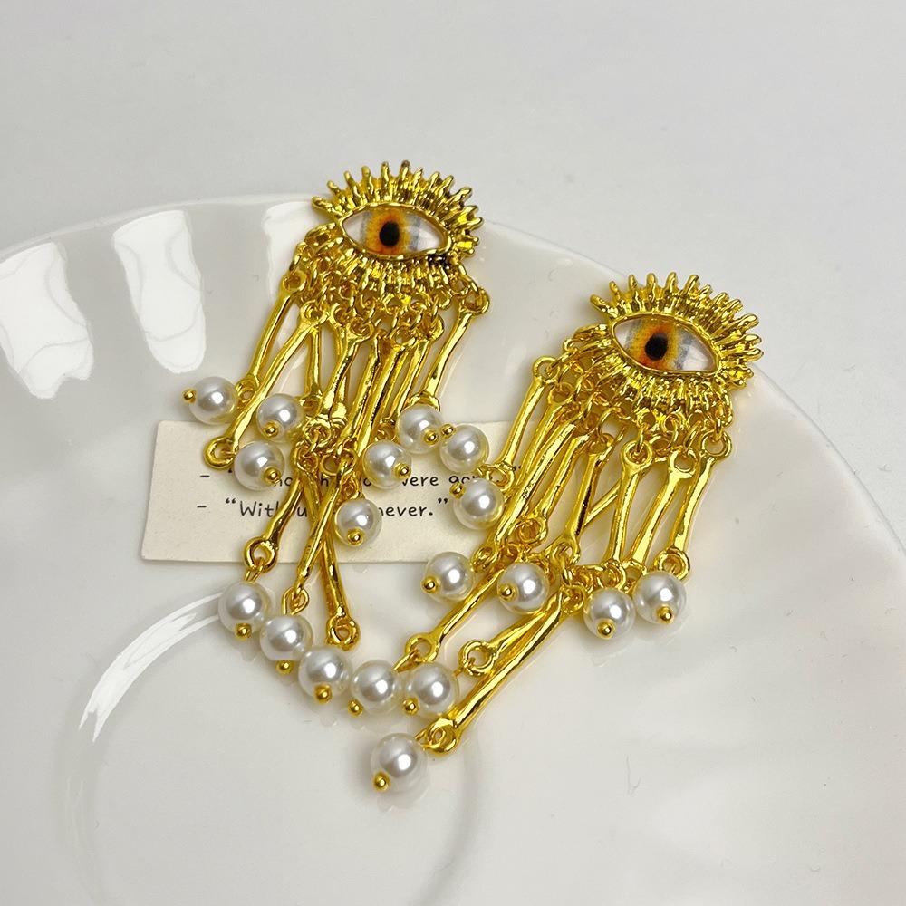 Exaggerated Eyes of Demon Stud Earring Pearl Devil's Eye Ring Devil's Eye Earrings  Party Favors