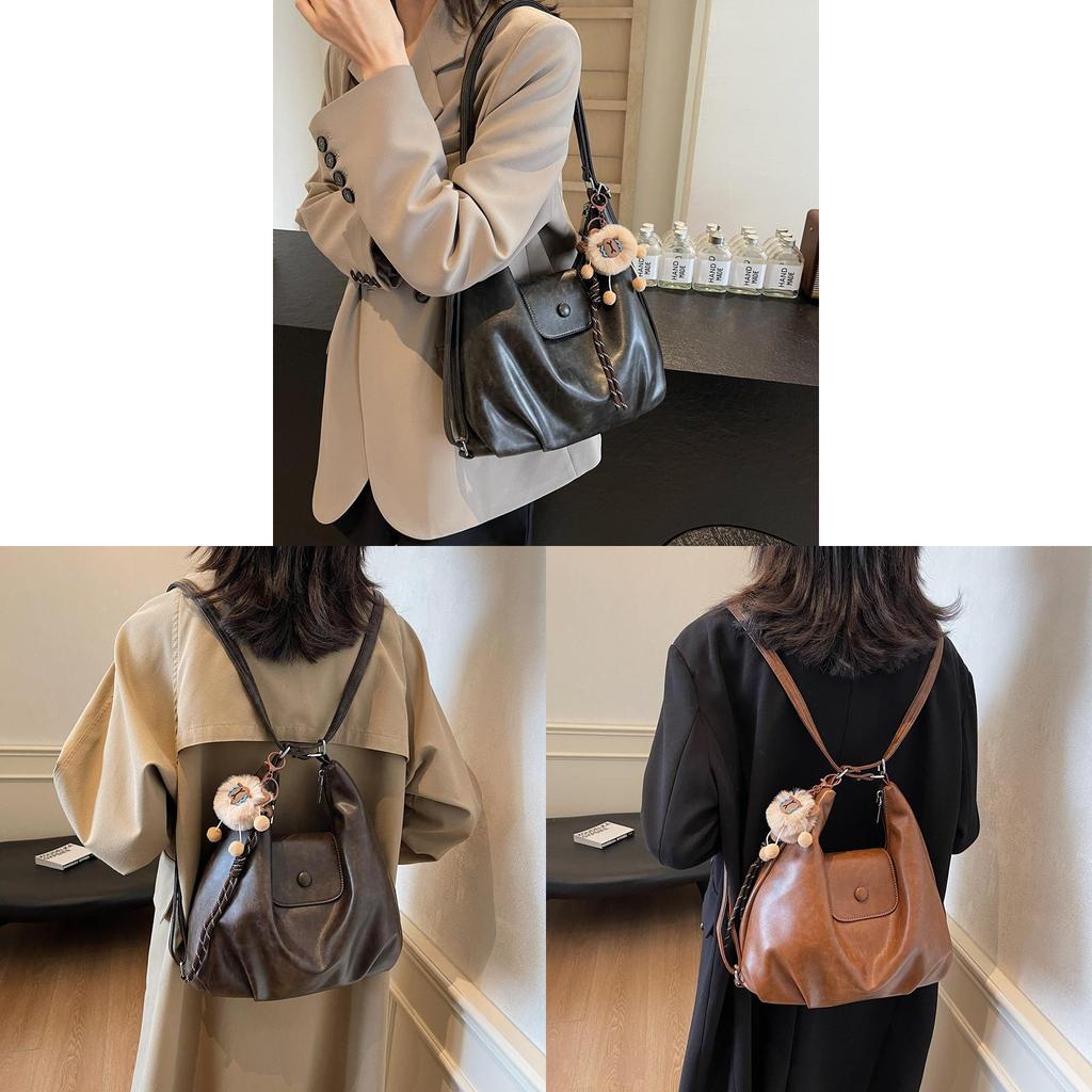 Modern Pu Dualhandle Backpack With Splicing Design For Work And Leisure Use