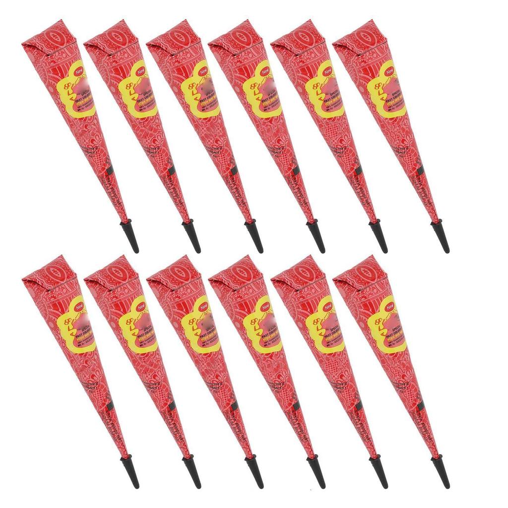12pcs 0.9oz Temporary Tattoo Paste Red Professional Waterproof Safe DIY Body Art Painting Tattoo Cream Cone