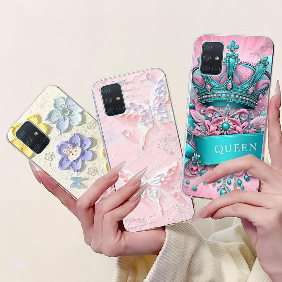 For Samsung Galaxy A71 Case SM-A715F Cover Fashion Butterfly Flower Soft Clear Silicone Phone Cover For Samsung A51 A 51 5G Capa