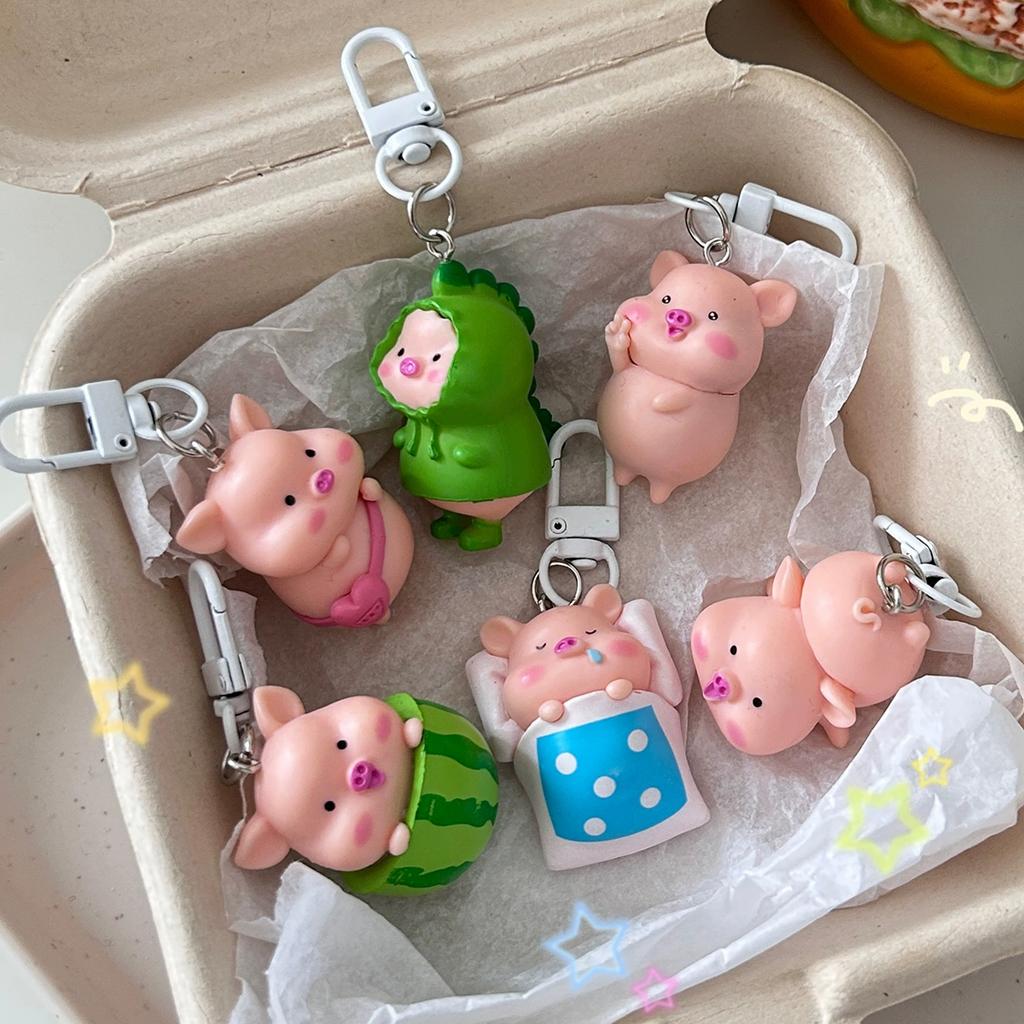 New 3D Piggy Keychain Cute Creative Cute Piggy Series Cartoon Animal Backpack Pendant Couple's Best Friend Gift Accessories