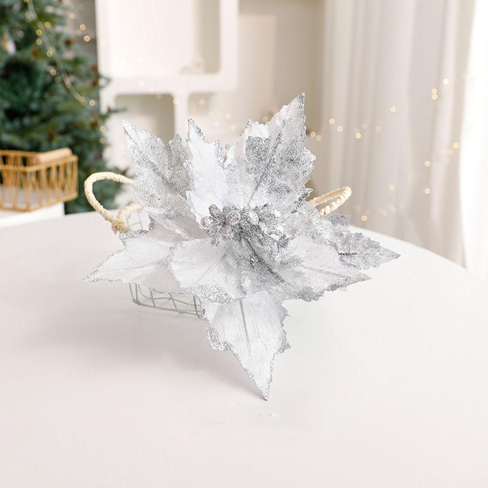 Hanging Artificial Glitter Christmas Flower Sequins Christmas Tree Ornaments  Wedding Party Decor