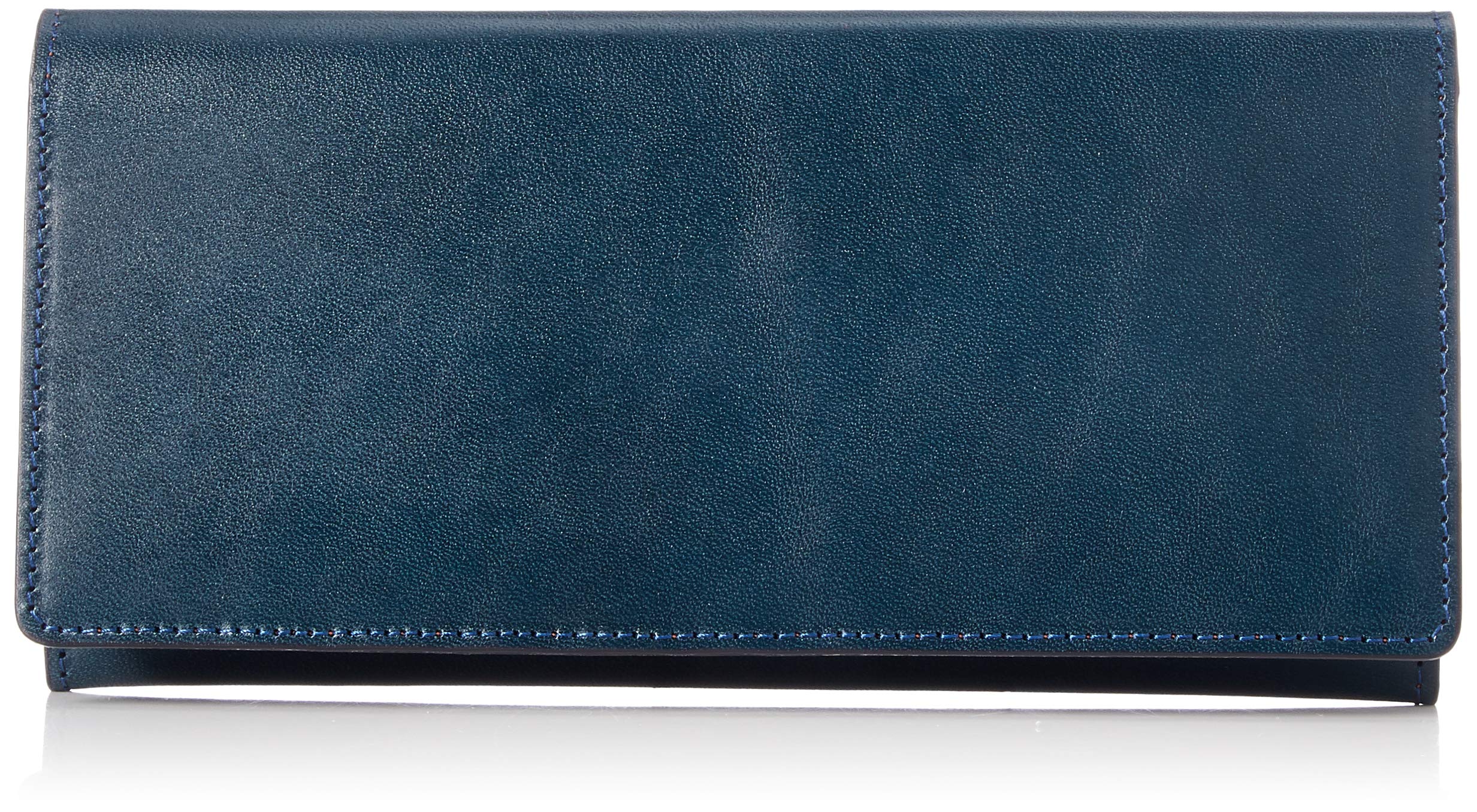 

Tachiya Tochigi Leather Two-Tone Long Wallet with Internal Zipper, Navy Tochigi Leather