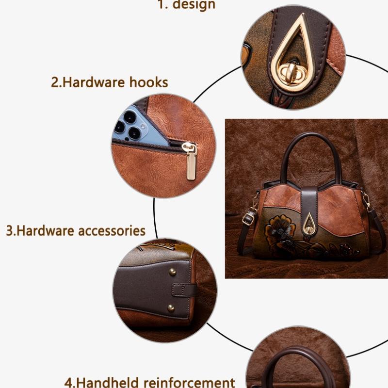 2025 Vintage Shoulder Crossbody Bags for Women Splicing Literary Embossed Handbag For Ladies Gift Purse PU Leather Women Bags
