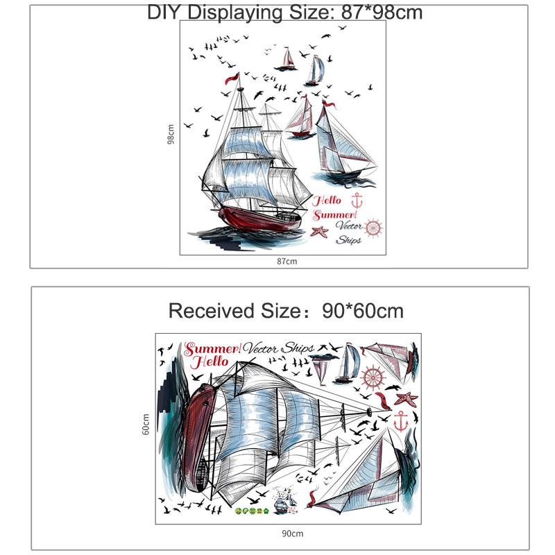 

Сучасний вітрильник корабель чайка наклейки на стіну вітальня спальня водонепроникні знімні художні наклейки фрески 1pc