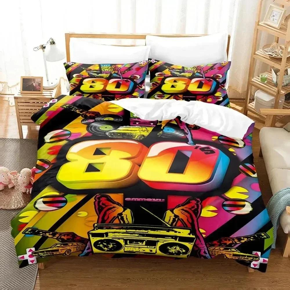 TV Series I Love The 80s Logo Bedding Set Duvet Cover Soft Quilt Cover Pillowcase Comforter King Queen Size For Boys Adult Size