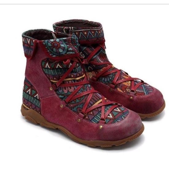 87 Women's Ladies Retro Bohemian Style Ankle Zip Short Boots Booties Casual Shoes Women's Winter Boots Botas mujer invierno