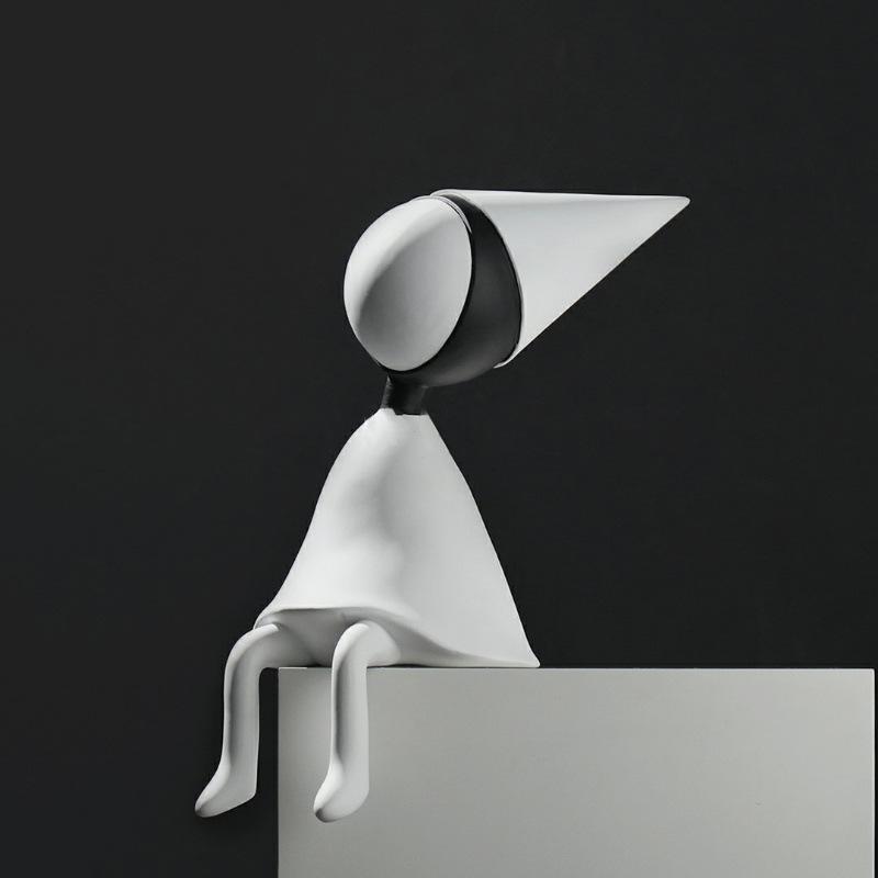 Modern Simple Standing Posture Ada Abstract Pointed Hat Figure Sitting Posture Sculpture Ornaments Entrance Study Living Room Soft Decorations