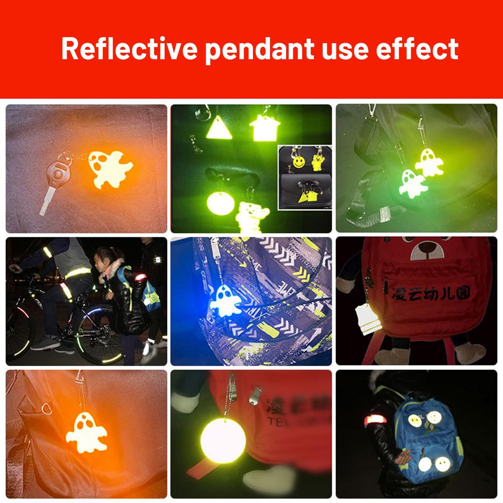 12Pcs Ghost Reflective Bag Pendant Tags Safety Gear for Outdoor Sports Night Running Cycling