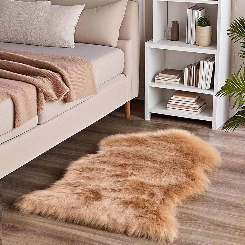 Plush Imitation Wool Carpet & Chair Cushion - Thick Decorative Floor Mat & Bedside Rug for Living Room