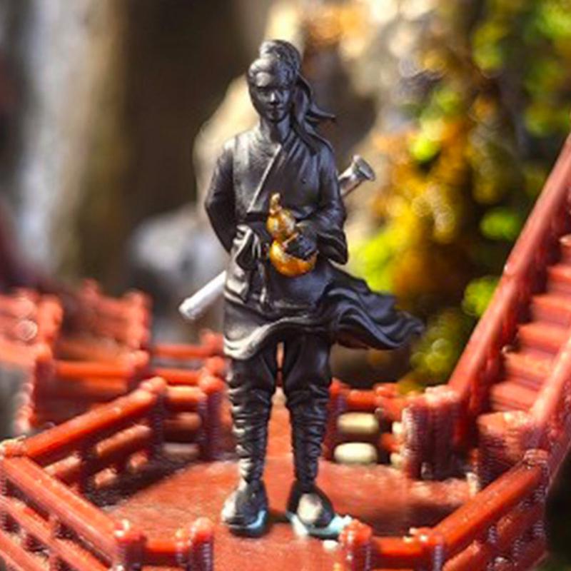 Figures Bonsai Sculpture Resin Character Statue Landscape Bonsai Knight-Errant Miniature Sculpture For Cars Aquarium Offices