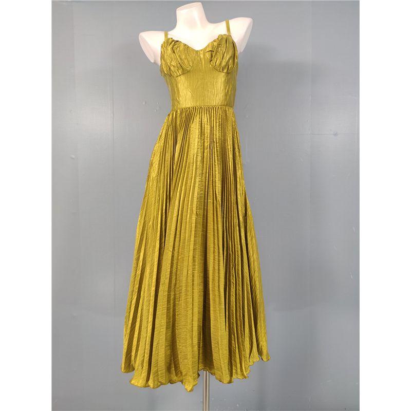 

Export Single Ruched Flattering Design Smooth Satin Pleated Puffy Dress Elegant Goddess Party Formal Dress Turquoise S